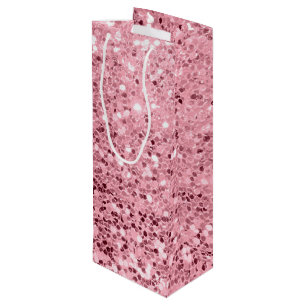 4.75lx4wx13h Weingeschenktasche Rose Gold Glitzer Geschenktüte Für Weinflaschen