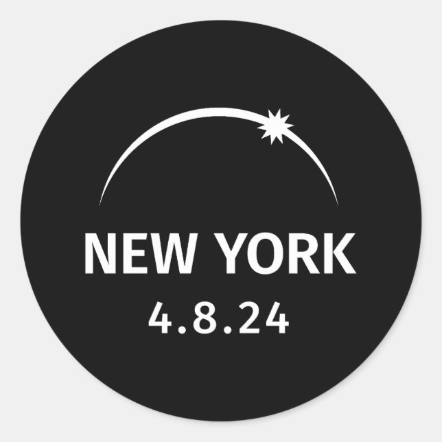 4.8.24 Solar Eclipse New York Runder Aufkleber (Vorderseite)