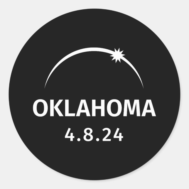 4.8.24 Solar Eclipse Oklahoma Runder Aufkleber (Vorderseite)