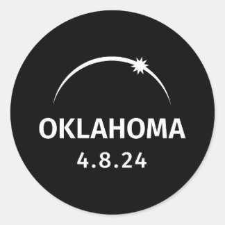 4.8.24 Solar Eclipse Oklahoma Runder Aufkleber