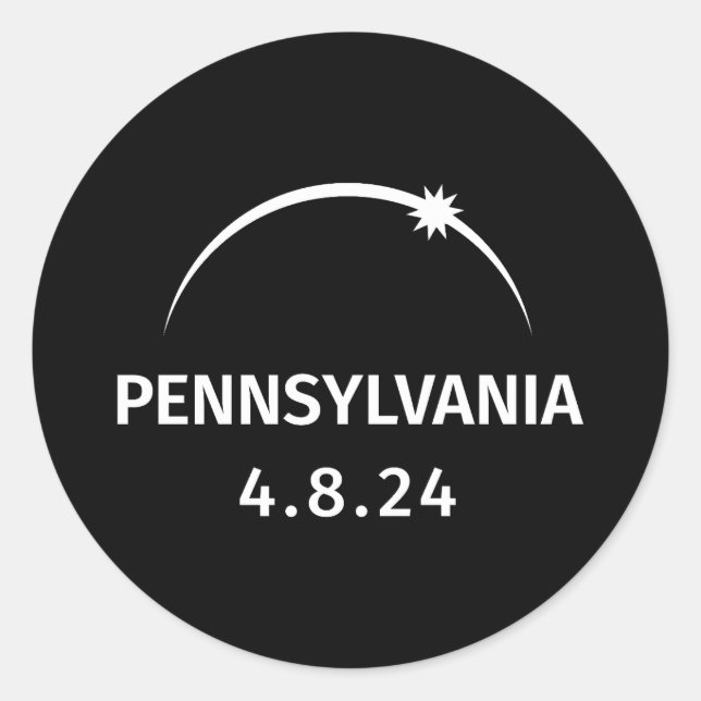 4.8.24 Solar Eclipse Pennsylvania Runder Aufkleber (Vorderseite)