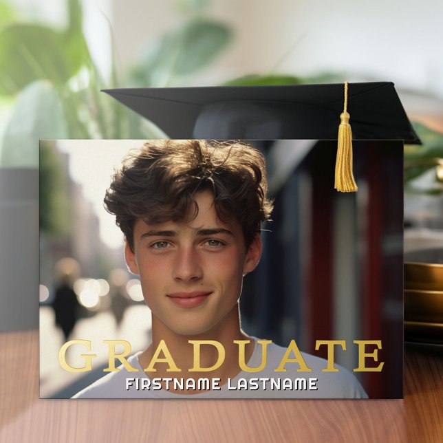 4 Abschluss Fotos mit Grad Party Folieneinladung (Graduation Party Invitation with Multiple Photos)