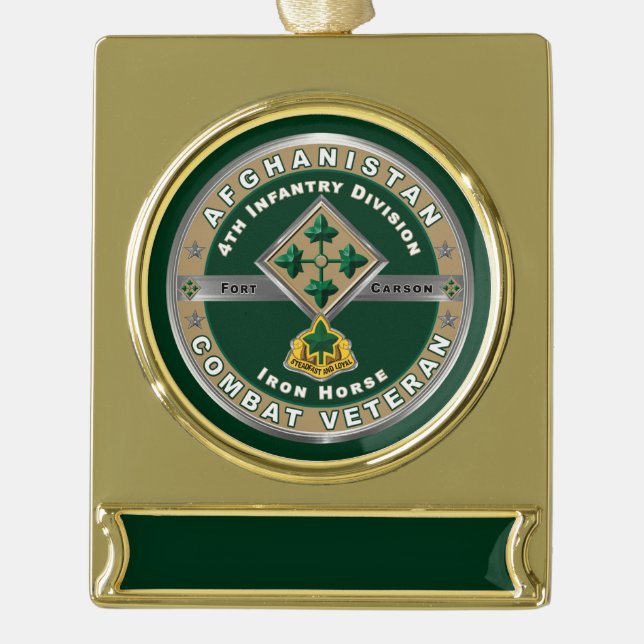 4. Abteilung Infanterie Afghanistan Veteran Banner-Ornament Gold (Vorderseite)