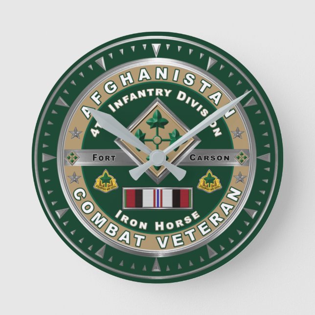 4. Abteilung Infanterie Afghanistan Veteran Runde Wanduhr (Vorderseite)
