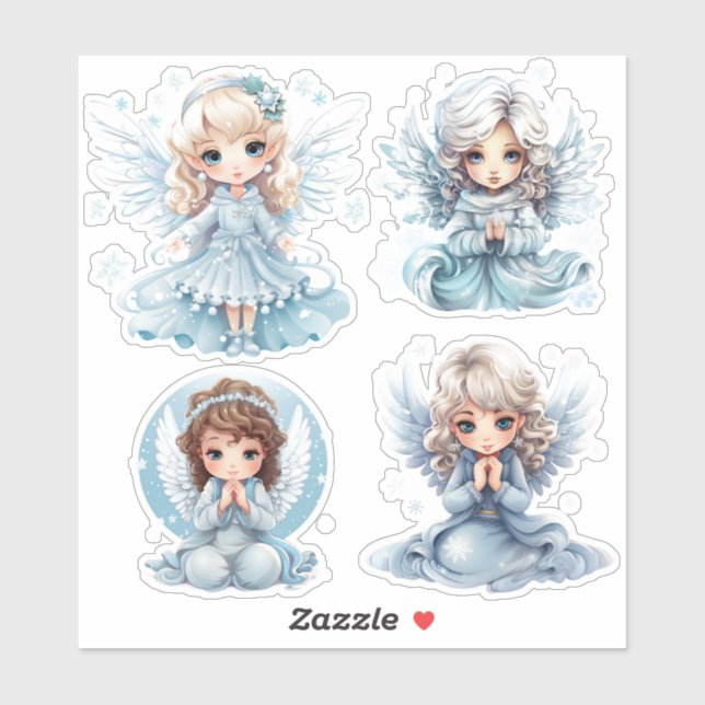 4 Angel Girls Aufkleber (Blatt)
