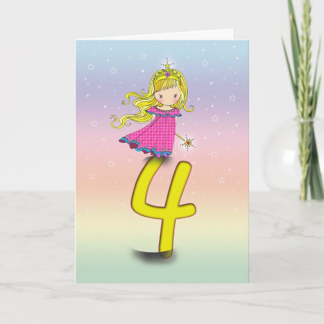 4 ans de carte d'anniversaire de princesse (Devant)