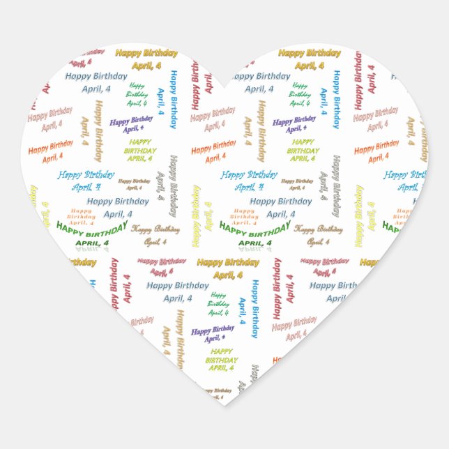 4. April Herz-Aufkleber (Vorderseite)