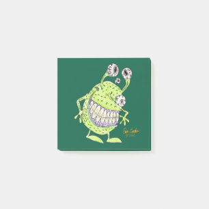 4 augengrünes Monster Alien Cartoon klebrige Noten Post-it Klebezettel