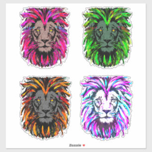 4 autocollants de tête de lion - autocollants de l