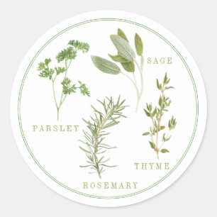 4 AUTOCOLLANTS RONDS GRANDS HERBES FRAÎCHES