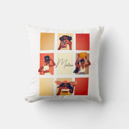 4 Beautiful Black Ladys Boho Chic Art Name Kissen
