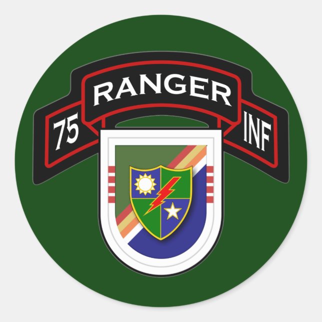 4. Bn, 75. Infanterie-Regiment - Rangers Runder Aufkleber (Vorderseite)
