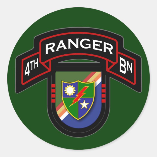 4. Bn, 75. Ranger Regiment - Im Flugzeug Runder Aufkleber (Vorderseite)