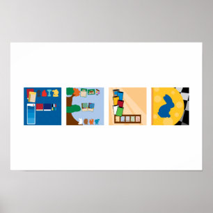 4-Buchstaben Name Board Game Alphabet Poster