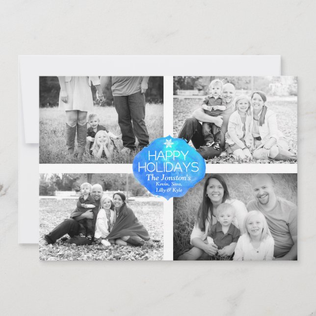 4 Carte de Noël photo - Joyeuses fêtes (Devant)