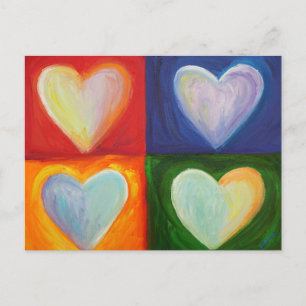 4 Cartes postales d'art personnalisées Cœurs d'amo