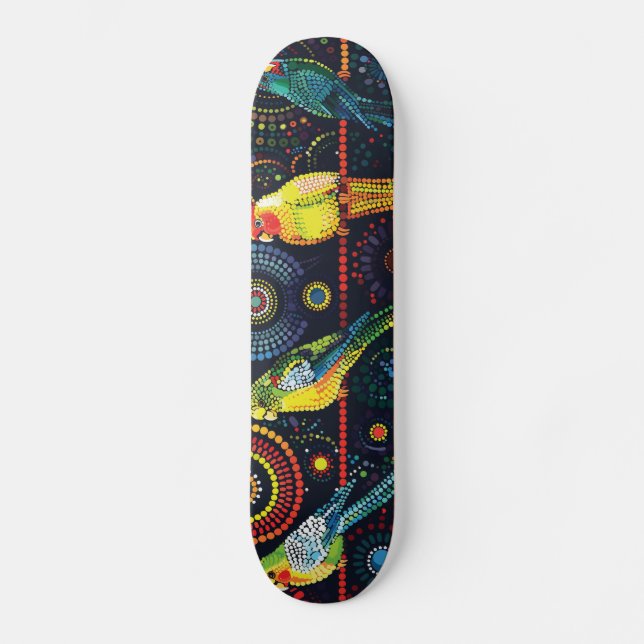 4 Cockatiels - Origineller Stil - Skateboarddecke Skateboard (Vorderseite)