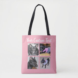 4 Collage de photos  Sac fourre-tout rose chien