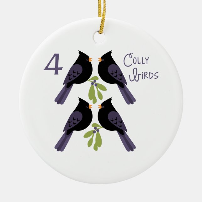 4 Colly Birds Keramik Ornament (Vorne)