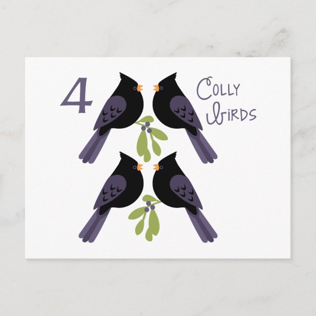 4 Colly Birds Postkarte (Vorderseite)