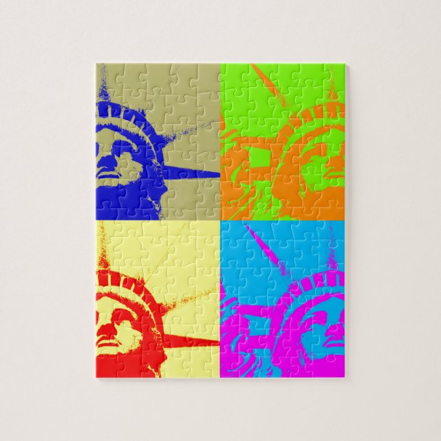 4 Color Pop Art Lady Liberty (Vertikal)