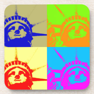 4 Color Pop Art Lady Liberty Getränkeuntersetzer