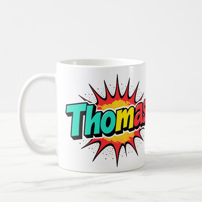 4 Color Thomas 1 - Retro Comic Kaffeetasse (Links)