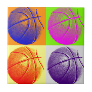 4 Colour Pop Art Basketball Fliese