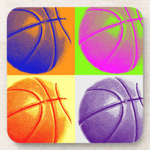 4 Colour Pop Art Basketball Getränkeuntersetzer