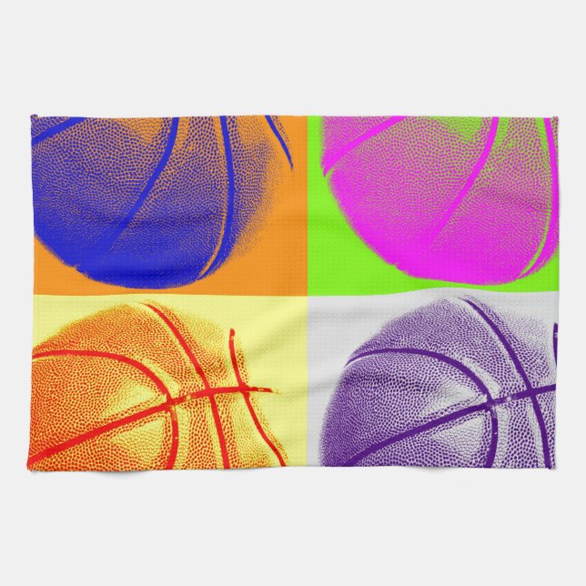 4 Colour Pop Art Basketball Küchentuch (Horizontal)