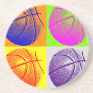 4 Colour Pop Art Basketball Sandstein Untersetzer