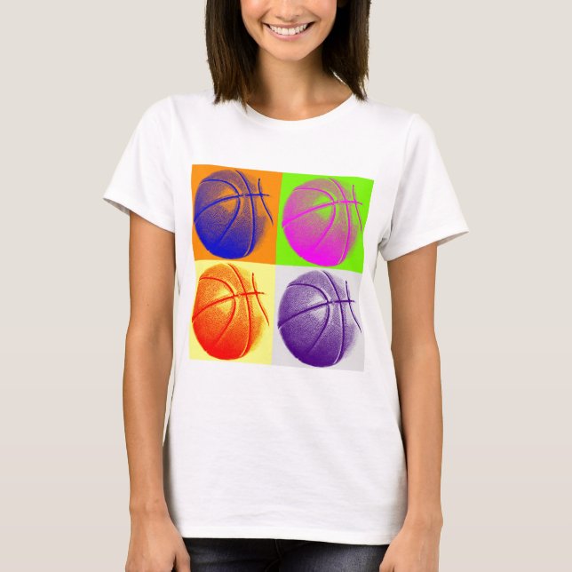 4 Colour Pop Art Basketball T-Shirt (Vorderseite)