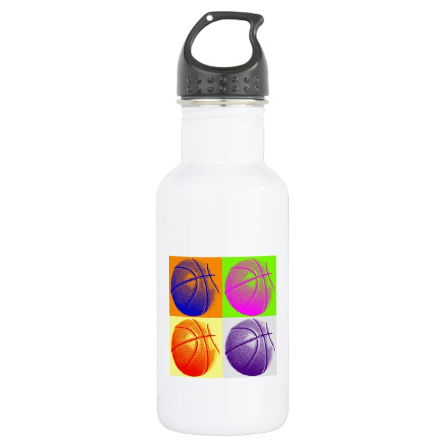 4 Colour Pop Art Basketball Trinkflasche (Vorderseite)