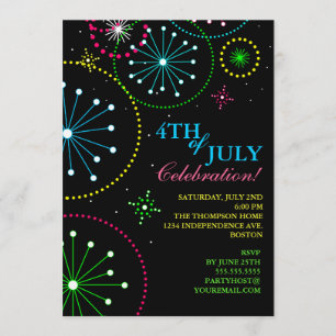4. der Juli-Feuerwerk-Party Einladung