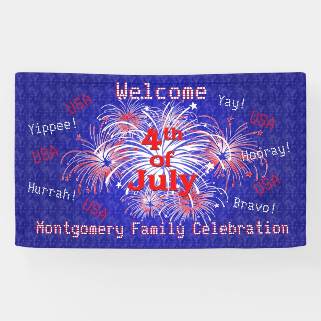 4. des Juli-Party-Feuerwerk-Willkommens Banner (Horizontal)