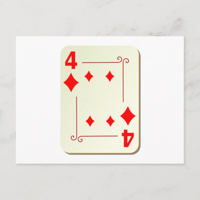 4 Diamanten Spielkarte Postkarte (Vorderseite)