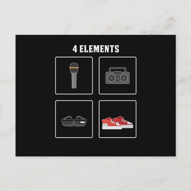 4 Elemente Hip Hop Hipster Postkarte (Vorderseite)