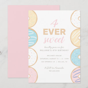 4 Ever Sweet Pastel Donut Geburtstagsparty Einladu Einladung