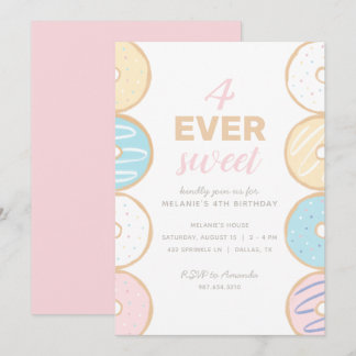 4 Ever Sweet Pastel Donut Geburtstagsparty Einladu Einladung