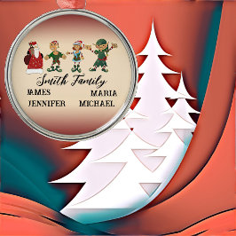 4 Familienmitglieder Weihnachten Tanz Elfen Santa  Ornament Aus Metall
