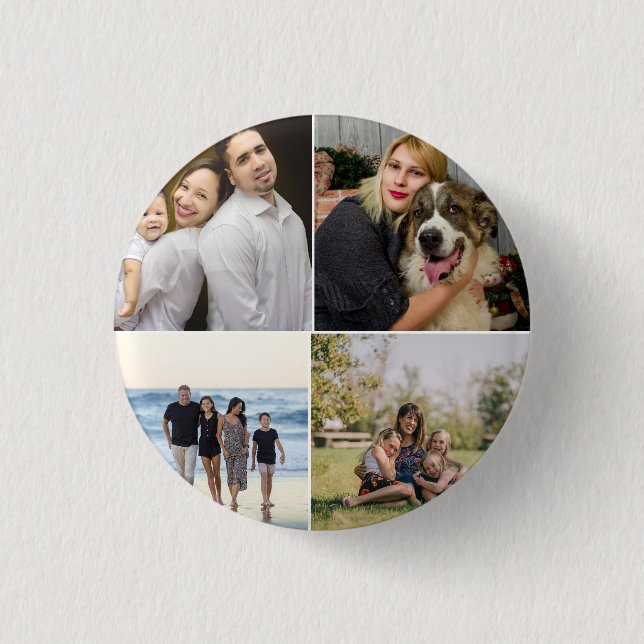  4 Family Photo Collage Custom Button (Vorderseite)