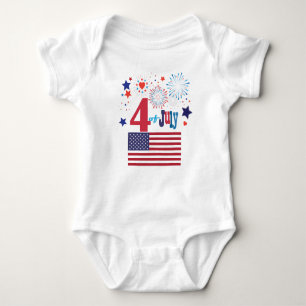 4. Flaggen-Herz-Flaggen-Feuerwerke Julis der Baby Strampler