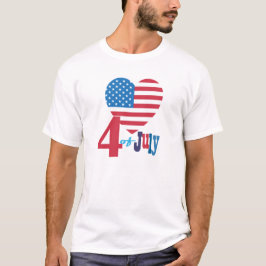 4. Flaggen-Herz-Flaggen-Feuerwerke Julis der T-Shirt