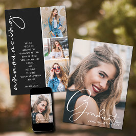 4 Foto Abschluss Collage Black and White Script Ankündigung