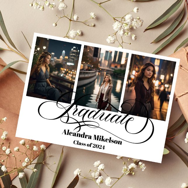 4 Foto Abschluss Collage Einfache moderne Schrift Ankündigung (Von Creator hochgeladen)