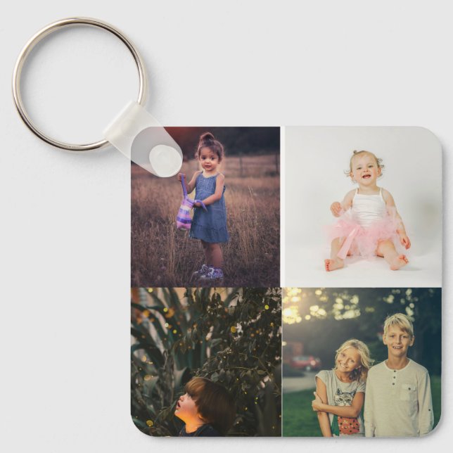 4 Foto Benutzerdefinierte Personalisierte Collage Schlüsselanhänger (Vorderseite)