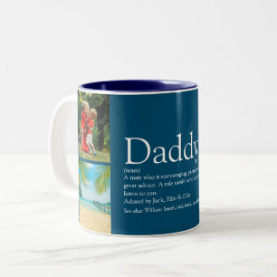 4 Foto Bester Vater, Papa, Vater Definition Blau Zweifarbige Tasse