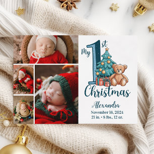 4 Foto Blau Teddy Baby 1. Weihnachten
