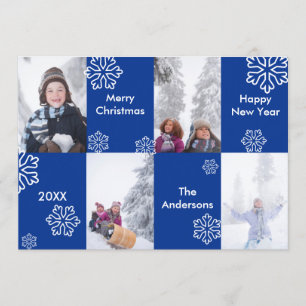 4 Foto-blauer Hintergrund - Weihnachtskarte Einladung