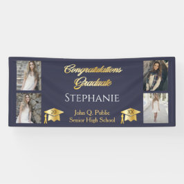 4 Foto Blue Gold Glückwunschs Graduate Name School Banner
